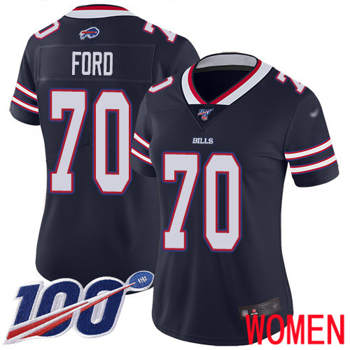 Women Buffalo Bills #70 Cody Ford Limited Navy Blue Inverted Legend 100th Season NFL Jersey